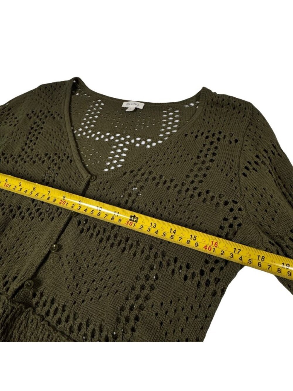 Anthropologie Pilcro Pointelle Babydoll Knit Top Sz M 100% Cotton Boho Cottage - Picture 6 of 11